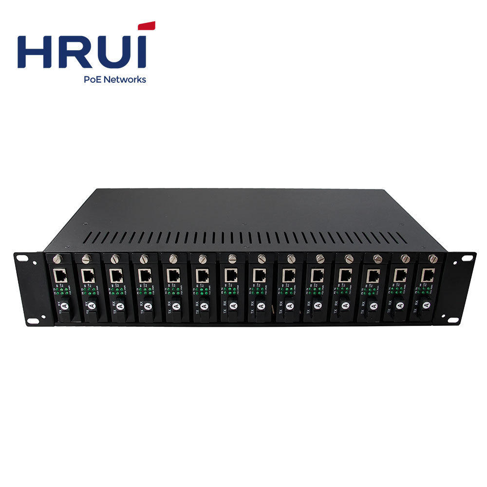 2U 14 slot fiber media converter managed rack mount chassis for standalone media converter