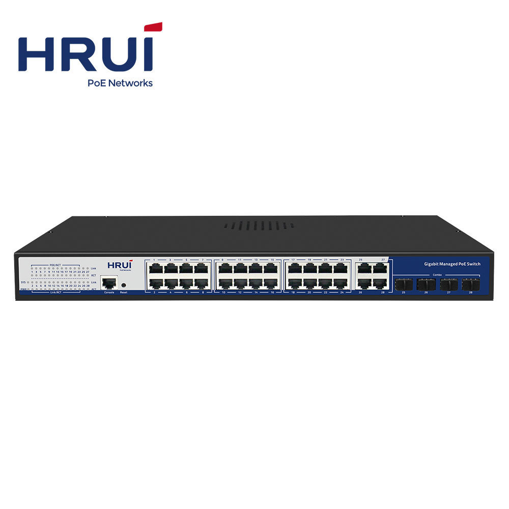 HRUI 32 Port Gigabit  SNMP IGMP WEB L2 POE Watchdog SFP Optical Fiber Management managed POE Switch