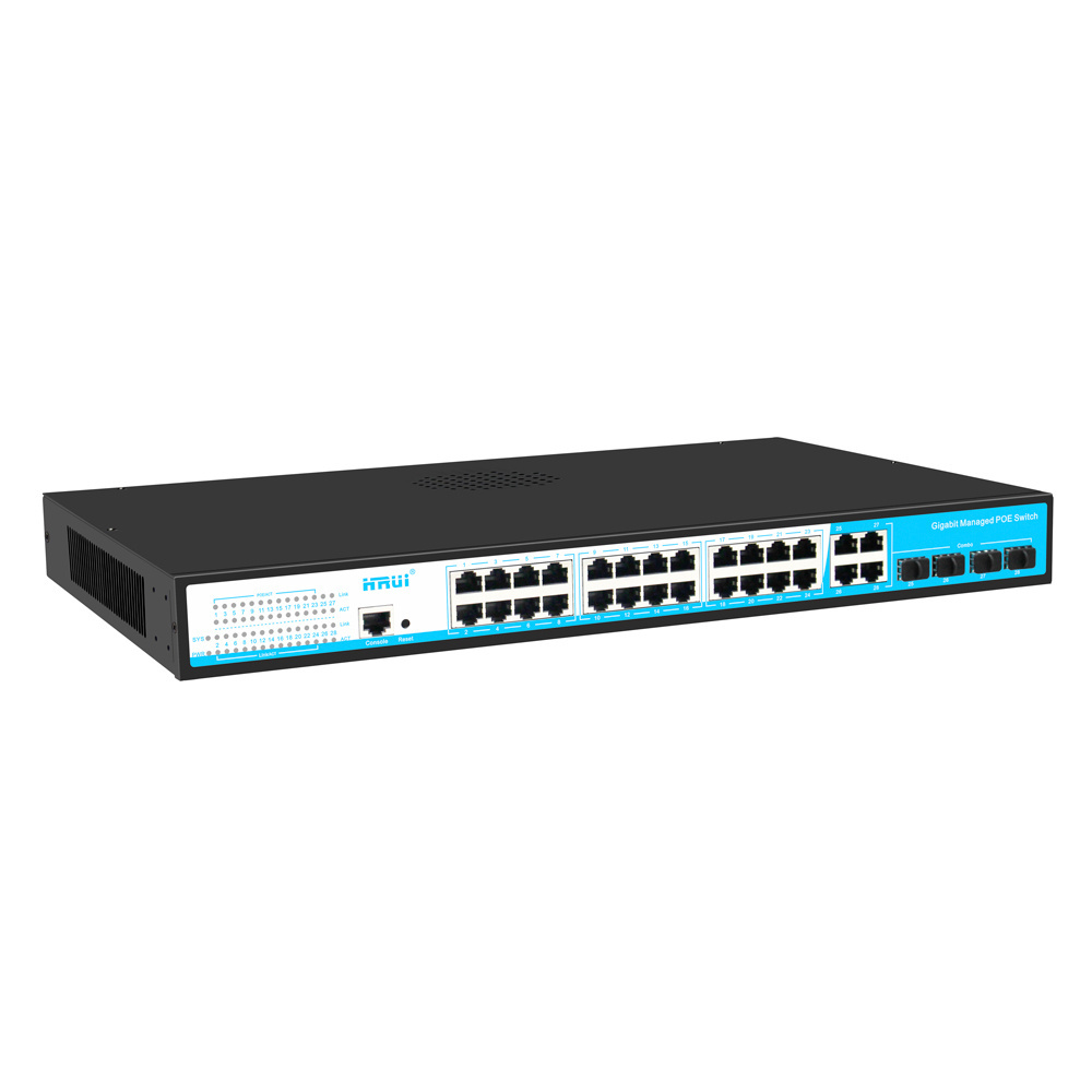 HRUI 32 Port Gigabit  SNMP IGMP WEB L2 POE Watchdog SFP Optical Fiber Management managed POE Switch