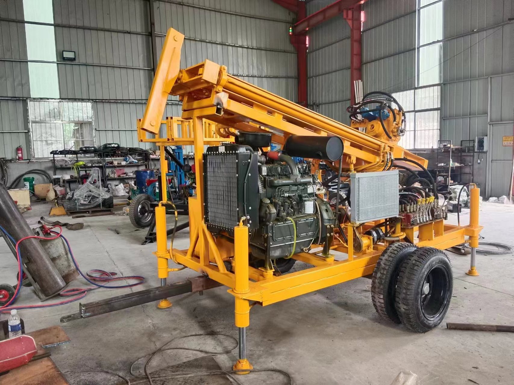 Dual function water gas rock drilling water well drilling rig