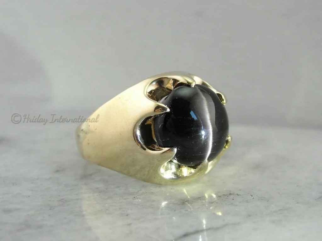 Fine Jewelry 925 Sterling Silver Yellow And Rose Gold Vermeil Cat's Eye Sillimanite Gemstone Men Ring Accessory From Supplier