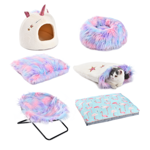 Unicorn Styling Cat Cave Foldable Cat Sleeping Bed Winter Soft Pet Cozy Sleeping Indoor Cat Bed