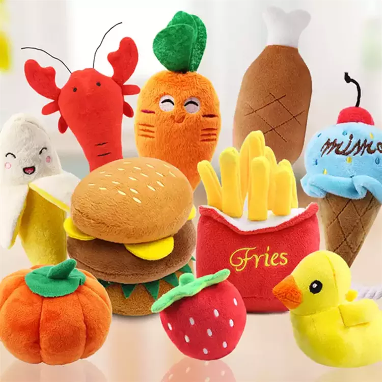 Toys Custom Mini Food Cute Wholesale Stuffed Squeaky Plush Luxury Pet Dog Squeak Chew Toy And Accessories For Dog