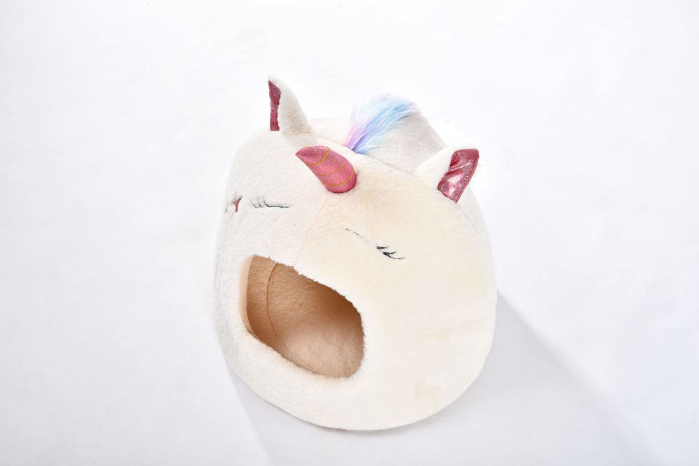 Unicorn Styling Cat Cave Foldable Cat Sleeping Bed Winter Soft Pet Cozy Sleeping Indoor Cat Bed