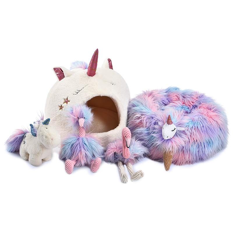 Unicorn Styling Cat Cave Foldable Cat Sleeping Bed Winter Soft Pet Cozy Sleeping Indoor Cat Bed