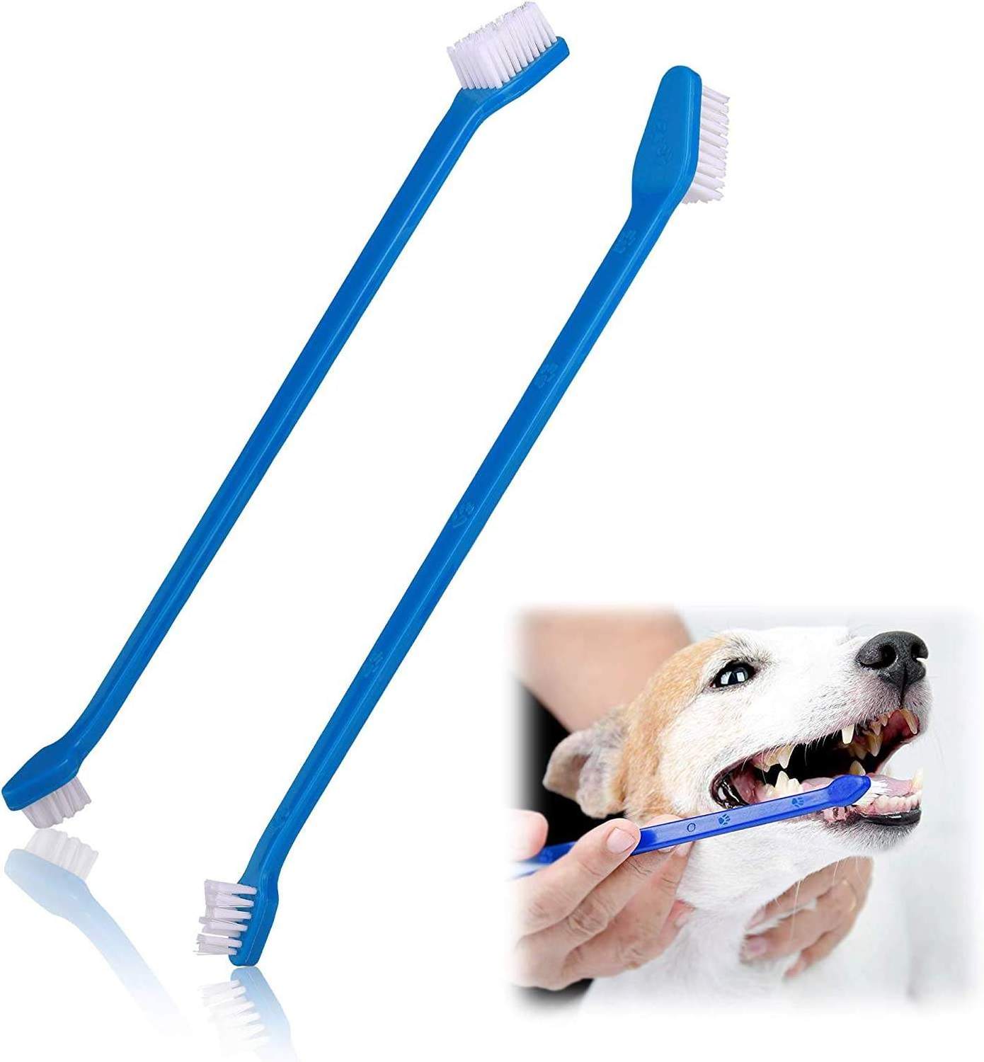 pet supplies hot selling Pet products  Care Plastic Dog toothbrush Stick With Double-head And Long handle toothbrush