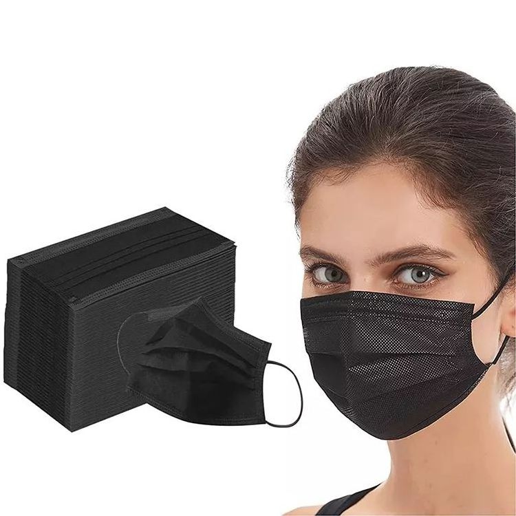 Custom personal protective Dustproof face mask black disposable 3ply face mask