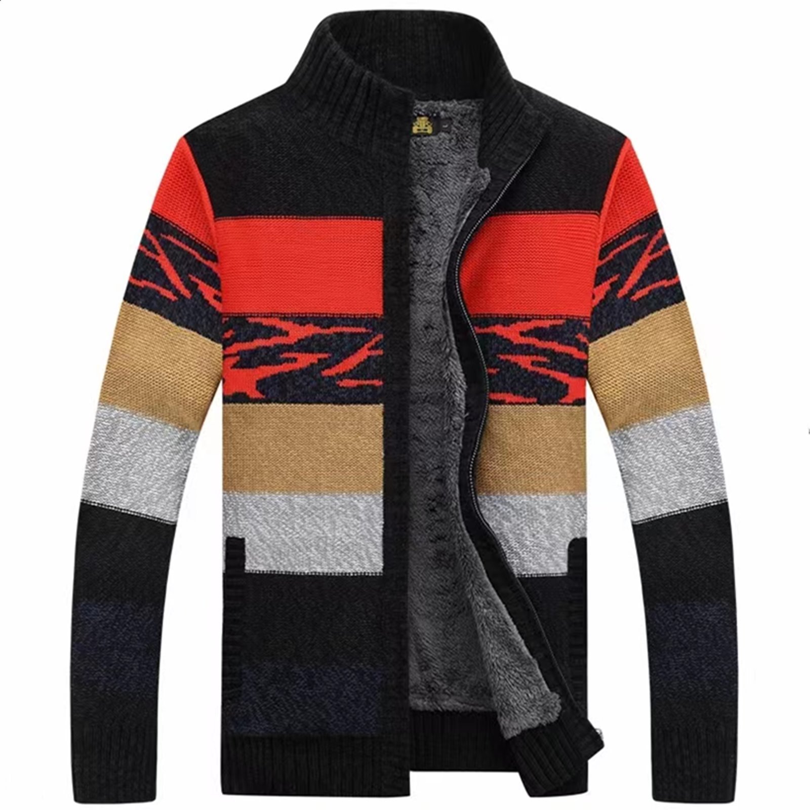 Custom OEM ODM Manufacturer Men Colorblock Multicolor Sweater Knitted Casual Cardigan