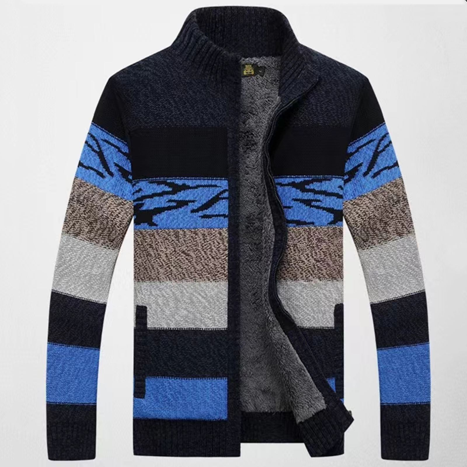 Custom OEM ODM Manufacturer Men Colorblock Multicolor Sweater Knitted Casual Cardigan