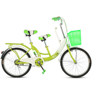 24 inch Adult Beach Cruiser Bike with Child Bike Seat & Armrest, Double Bicycle with Kids Saddle for Travelling, Commuting