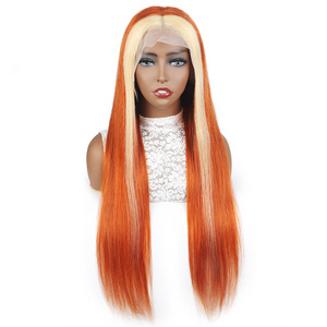 HRSJ Wholesale 350 Colored Human Hair Wigs, Lace Front Wig, Ginger Orange Red Purple Wigs Lace Front Human Hair For Black Women