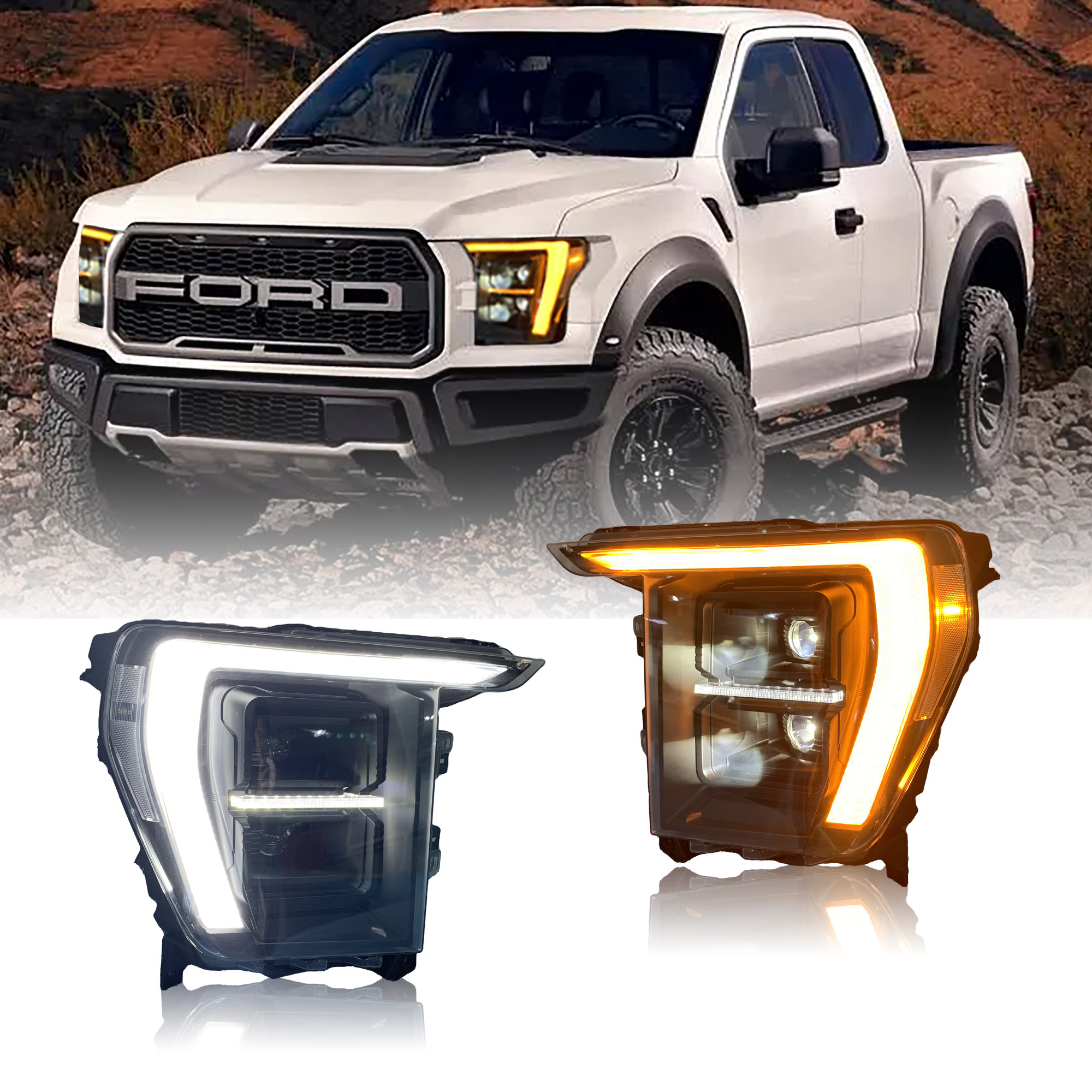 HOSI full Led headLamp Lights For ford f150 led headlights 2021 2022 2023 2024 factory price led headlamp