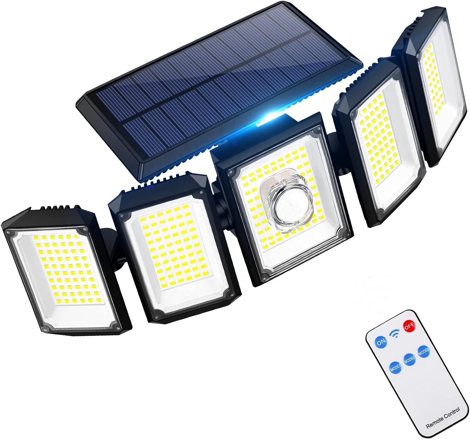 Solar lamps Outdoor Motion Sensor LED Solar Security Lights Remote Control 5 Heads IP65  Wide Angle Solar floor lights