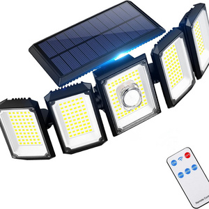 Solar lamps Outdoor Motion Sensor LED Solar Security Lights Remote Control 5 Heads IP65  Wide Angle Solar floor lights