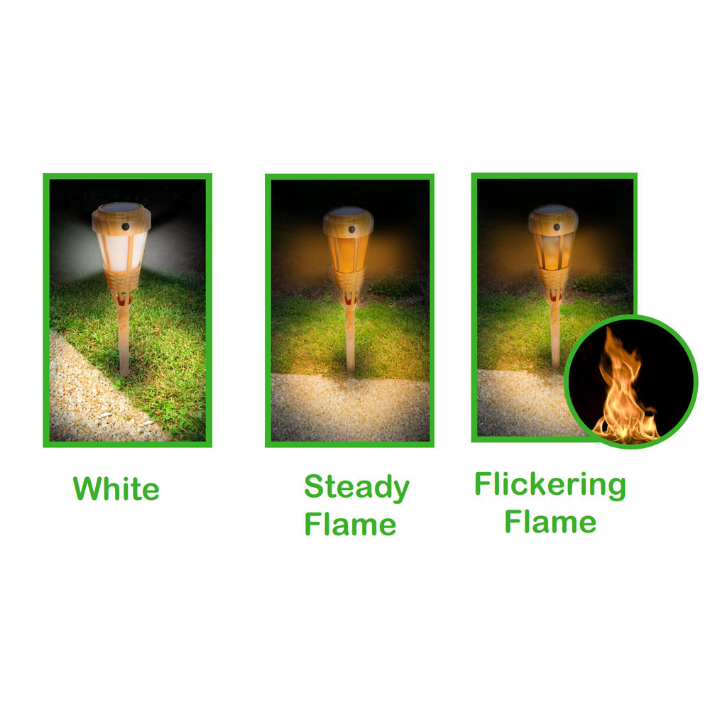 2020 Outdoor Garden Solar tikr Bamboo flame Torch Lights Landscape Pathway Solar Torch Lights Solar Lawn Spike Spotlights