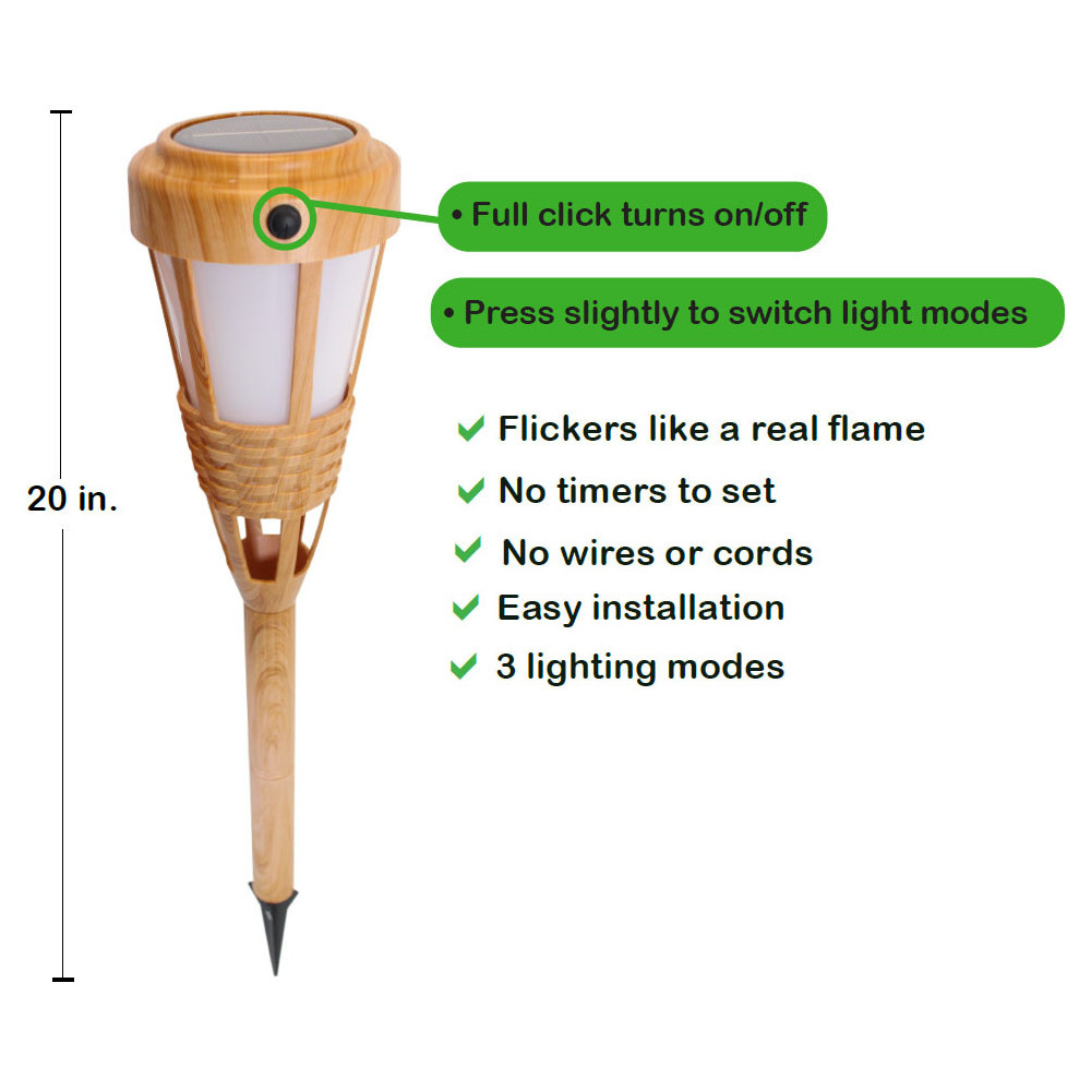 2020 Outdoor Garden Solar tikr Bamboo flame Torch Lights Landscape Pathway Solar Torch Lights Solar Lawn Spike Spotlights