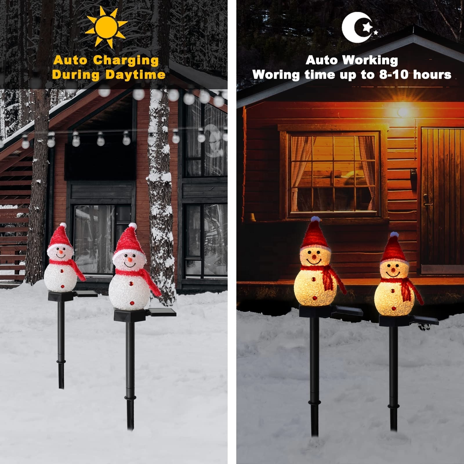 Snowman Christmas Decorations Outdoor Yard Solar Pathway garden Lights Solar Christmas Lights Outdoor Waterproof