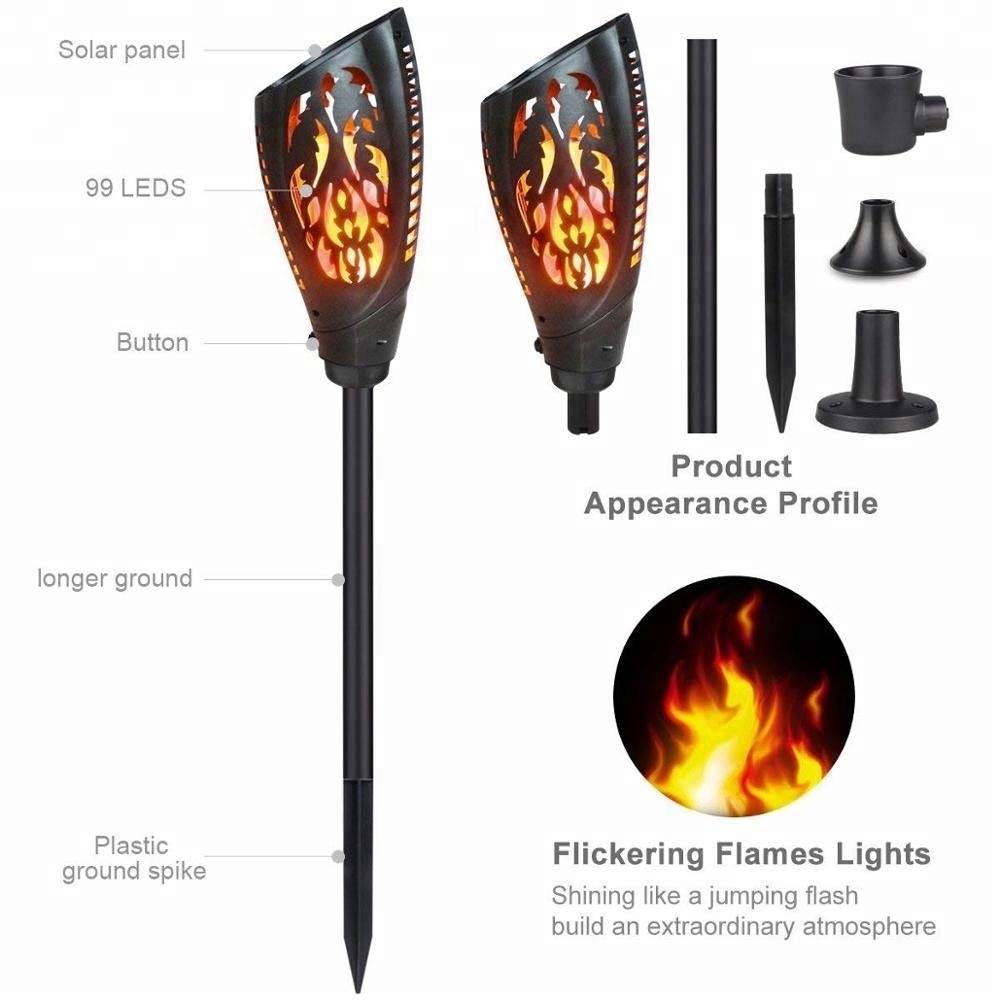 Solar Torch Lights Outdoor 3 Modes Dancing Flames Decorative Warm Novelty Upgrade Large Landscape Light