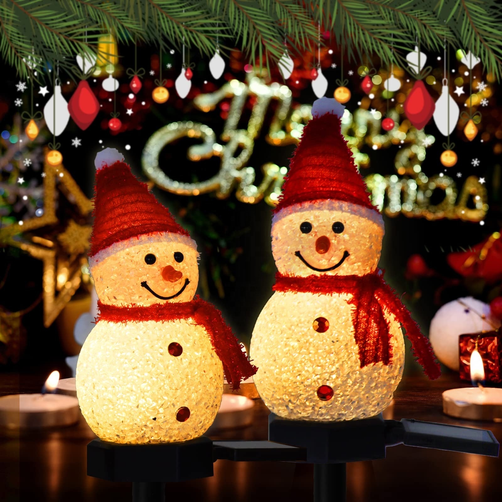 Snowman Christmas Decorations Outdoor Yard Solar Pathway garden Lights Solar Christmas Lights Outdoor Waterproof