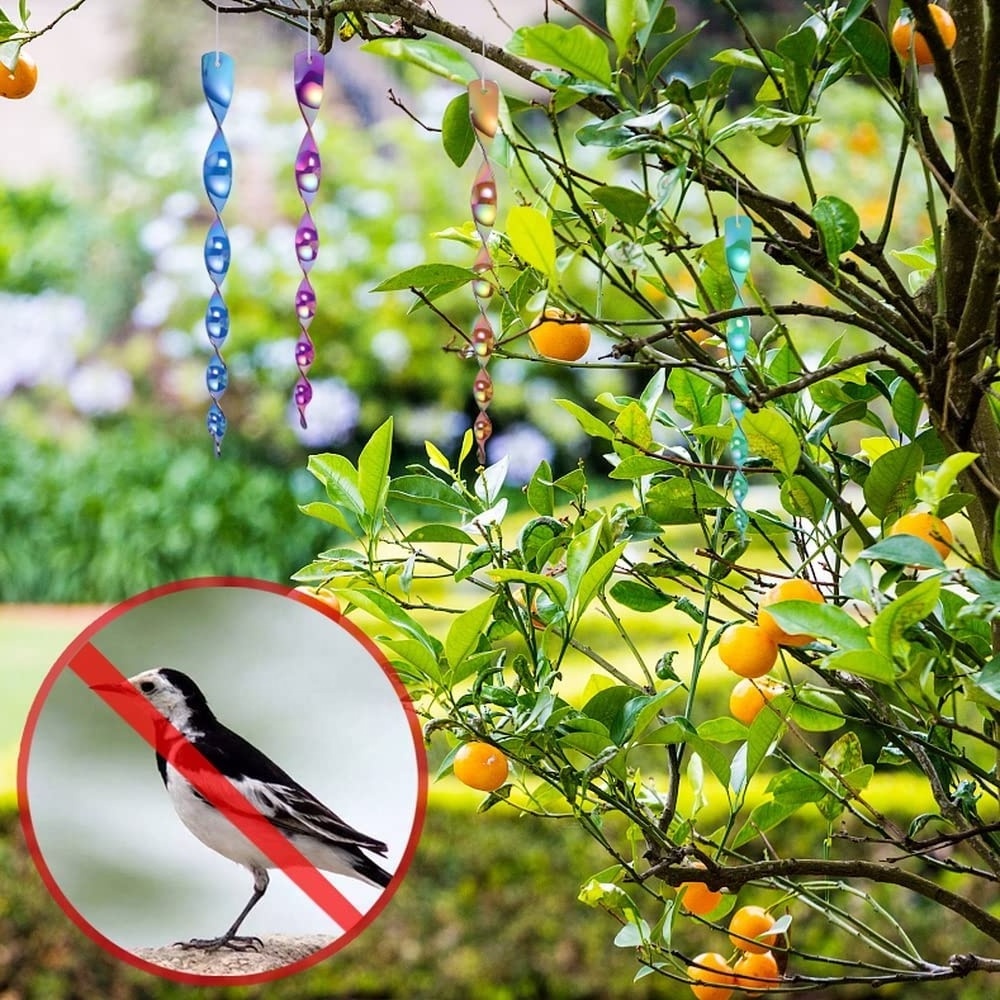 Reflective Bird Deterrent Rods 7 color 30cm Hanging Bird Repellents Reflective Wind Spiral Rod Garden Anti-bird Protection