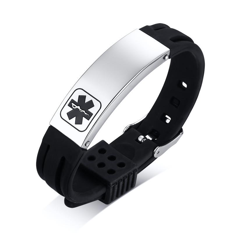 Stainless Steel Blanks Black Stainless Steel Therapy Health Emergency Medical Alert ID Bracelets Customs Engraving