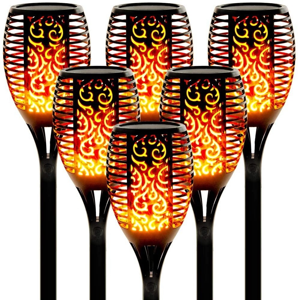 Hot Sale Product Outdoor decorative landscape Fire Flickering dancing 96 solar led flame garden light for yard