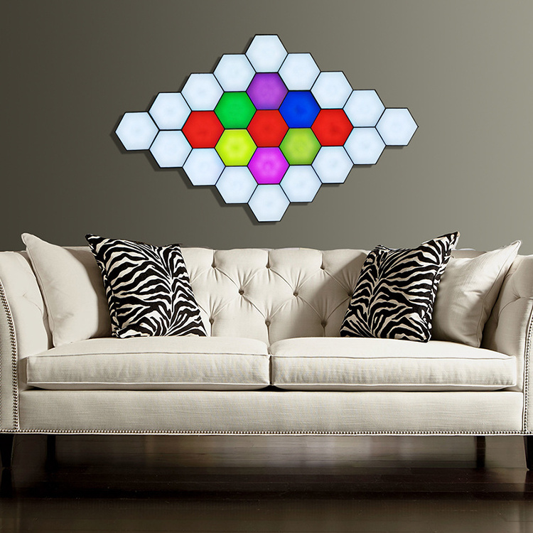 Battery Powered Remote Control DIY Wall Touch Sensor 6 Piece RGB Honeycomb Smart Led Hexagon Night Light