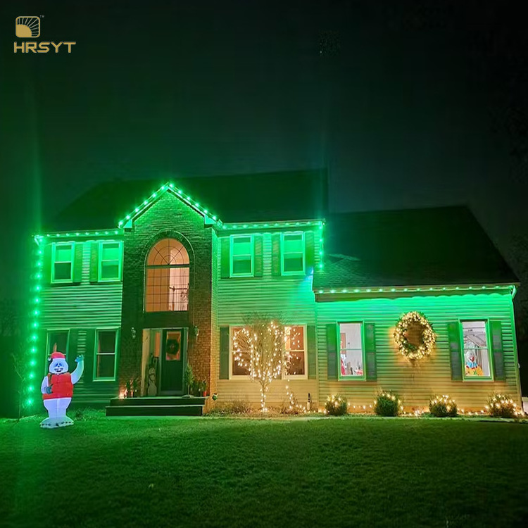 HRSYT Permanent Outdoor Christmas Lights Track Point Lights Modules for Roof and Eaves Decoration White Track RGBW LED