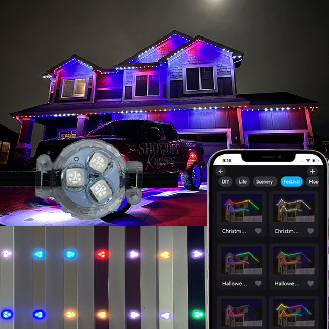 Hrsyt 100FT Suit Holiday Outdoor IP68 Rgbw Light Controller Led Permanent Outdoor Lights