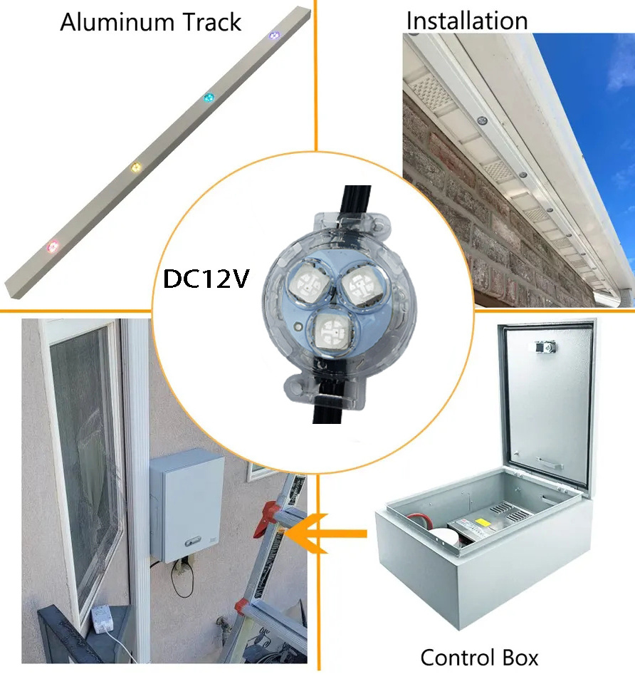 Hrsyt 100FT Suit Holiday Outdoor IP68 Rgbw Light Controller Led Permanent Outdoor Lights