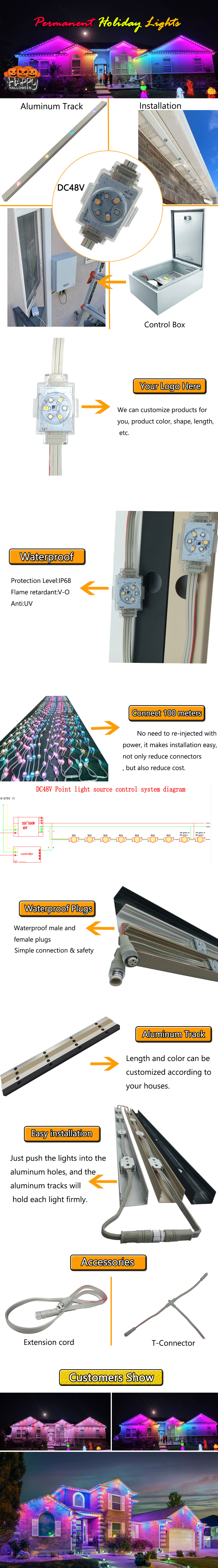 Outdoor IP68 48V Permanent Christmas Light Track Led Point Light