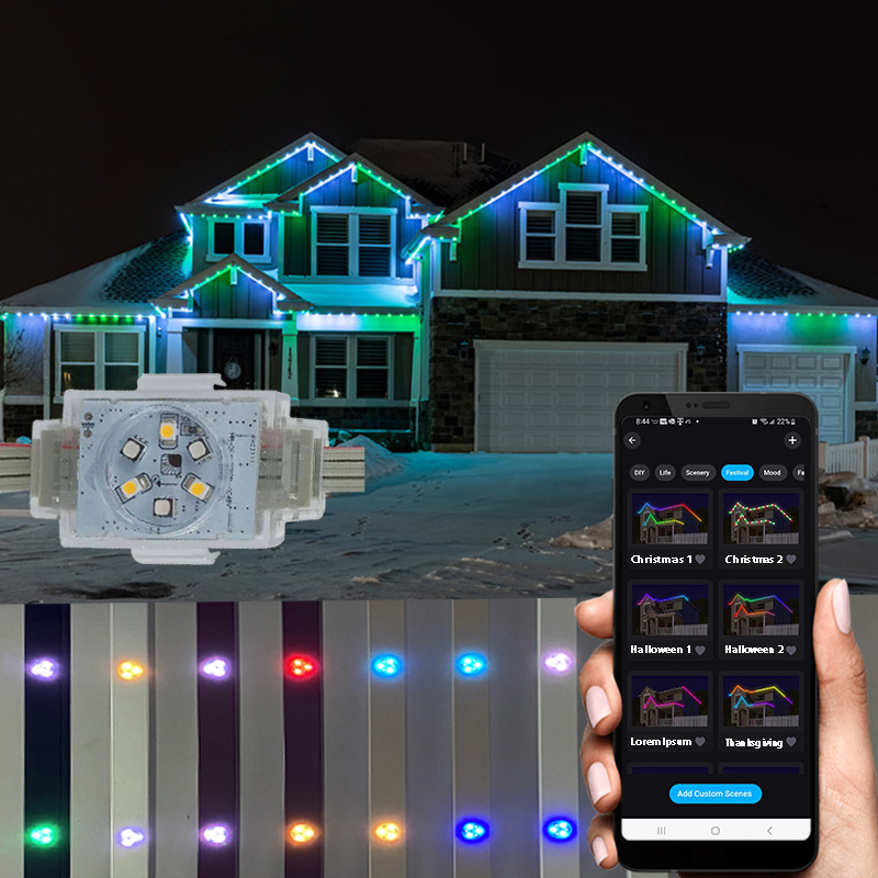 Outdoor Addressable Led Strip Phone Controlled Permanent Lights DC48V Point Lights