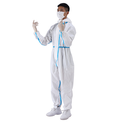 SF Coverall Type 5 6 White Color Waterproof Disposable coveralls Clothing  Microporous Safety Hazmat Suit PPE 60gsm