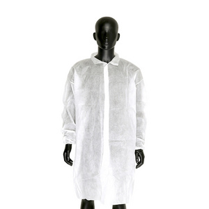 China factory white color pp clothing for laboratory disposable lab coat visitor gown