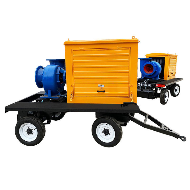 8 Inch Wheel Trailer Mounted Diesel Non Clog Self Priming Centrifugal Electric Water Pump