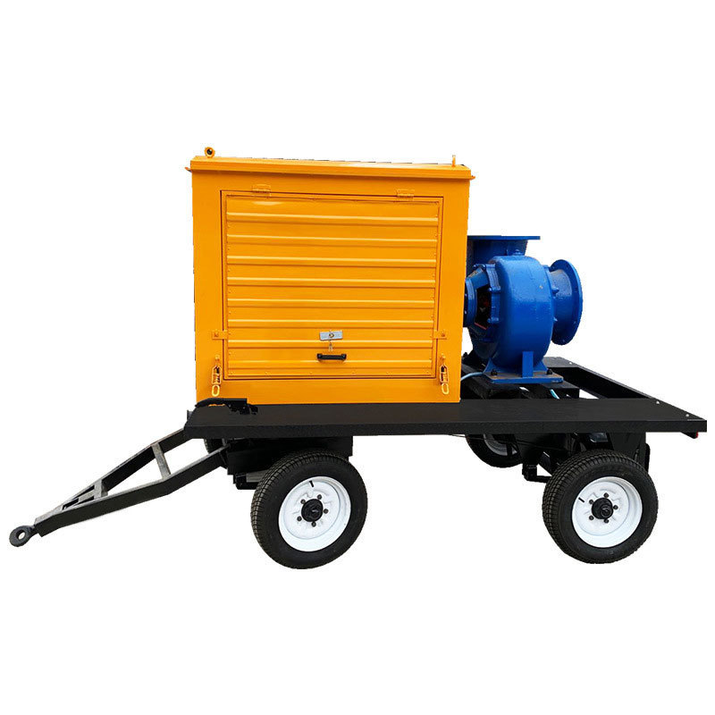 8 Inch Wheel Trailer Mounted Diesel Non Clog Self Priming Centrifugal Electric Water Pump