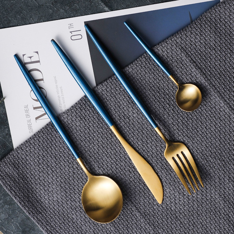 Luxury Custom Logo hotel Dinnerware Cutlery Dinnerware Spoon Fork Knife Rose Gold Stainless Steel 18/10 Flatware Sets