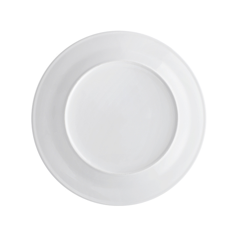 Round Bulk White Ceramic Dinner Plates Hotel Plain White Porcelain Plate