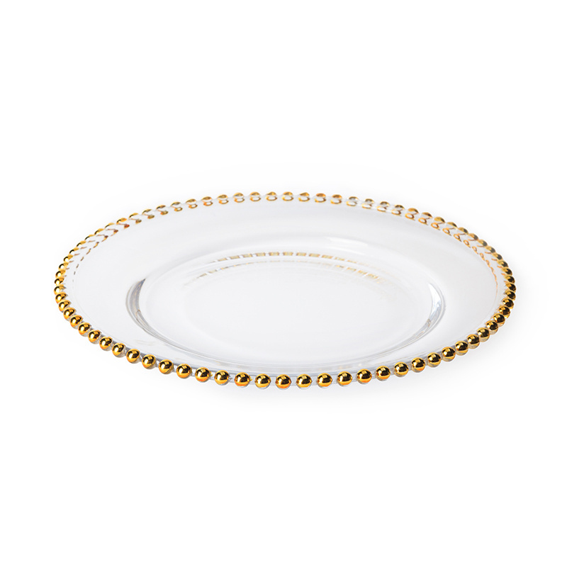 High Quality Ready To Ship Event Wedding Decorative Gold Rim Glass Charger Plates Wholesale&