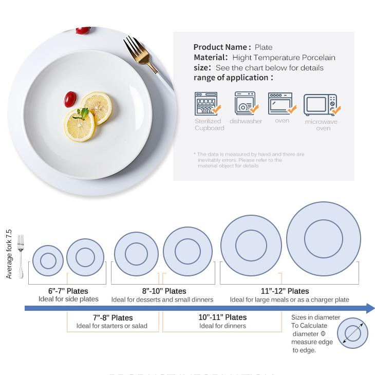 White Ceramic Dish Plate Set Dinnerware Restaurant Wedding Dinner Plate Set Custom Printed Porcelain Plates