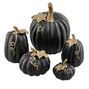 HS Pumpkin series home decoration Set of five black pumpkin decorations Halloween decoration ceramic pumpkin crafts