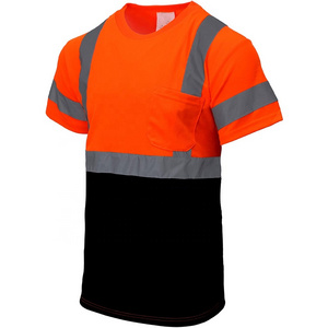 Hi Viz Safety tshirt Workwear High Visibility Tee Shirt Reflective Short Sleeve Safety Tshirts with Pocket for Men Women