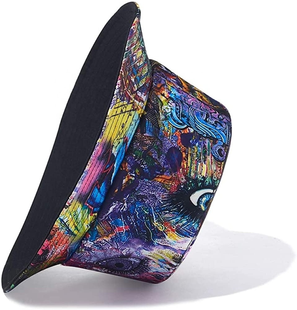 Sublimated Bucket Hat for Men Women Packable Reversible Printed Sun Hats Fisherman Outdoor Summer Travel Hiking Beach Hats