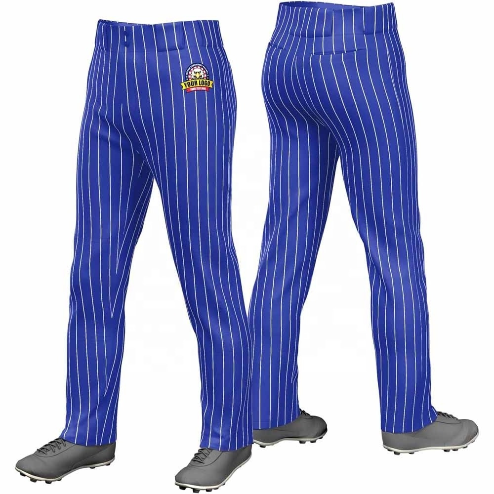 Men Open Bottom Pinstripe Elastic Baseball Pant Loose Relaxed Fit Full Length Sublimated Baseball Pant