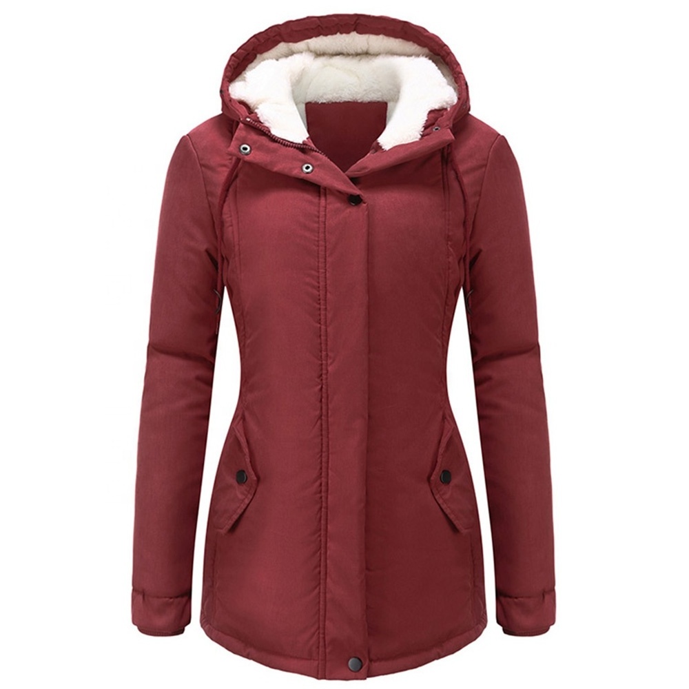 Newest Style Ladies Jackets Winter Solid Color Parka Coat Causal Warm Overcoat Long Hooded Outwear Women Parka Jacket