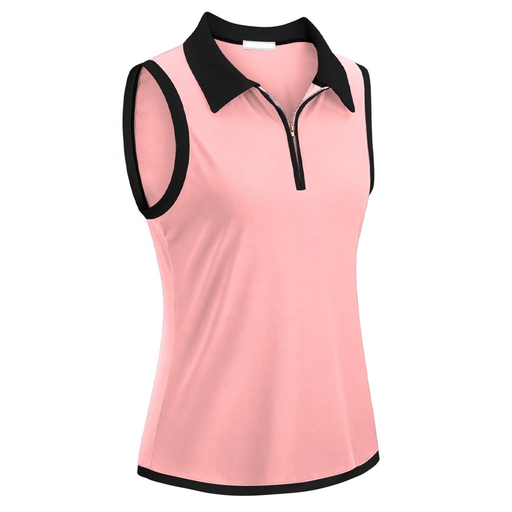 Premium Quality Summer Women Sports Fashion Sleeveless Golf Polo Shirt Ladies Sports Tank Tops Polo Shirts