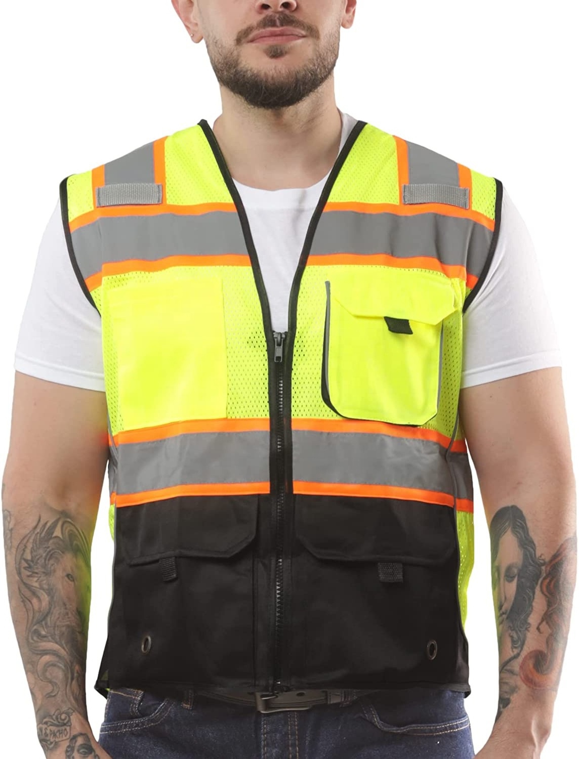 New High Visibility Summer Safety Vest Front Pockets Custom Colors Reflective Tape for Men and Women