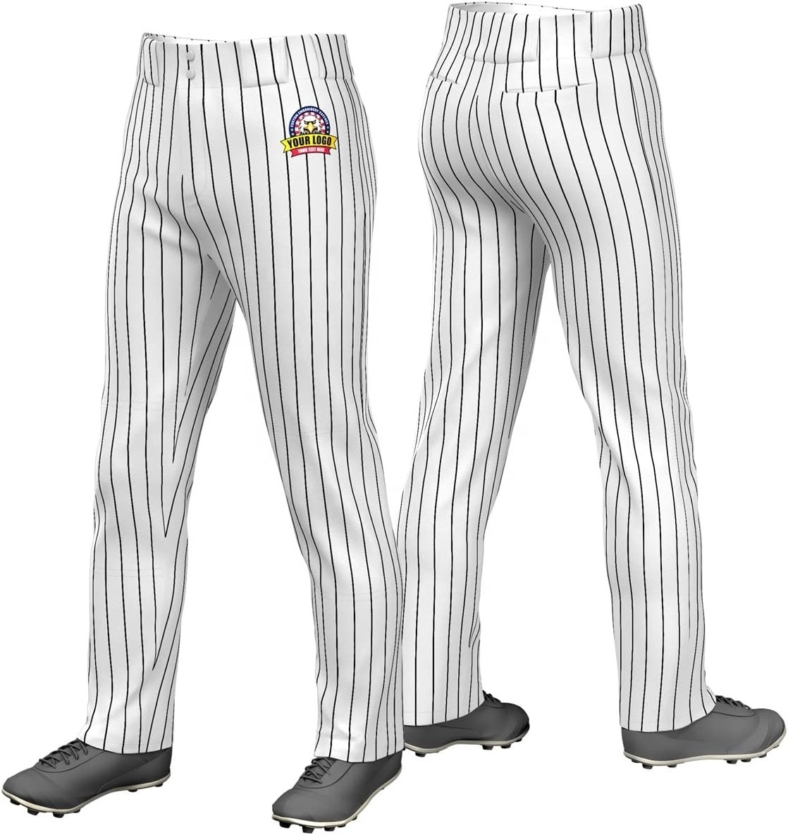 Men Open Bottom Pinstripe Elastic Baseball Pant Loose Relaxed Fit Full Length Sublimated Baseball Pant