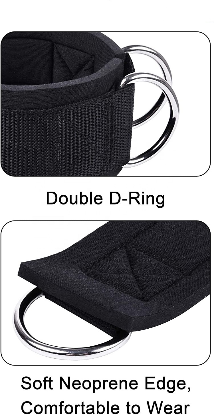 Fitness Ankle Straps for Cable Machine Double DRing Adjustable Comfort fit Neoprene Ankle Supports for Men and Women