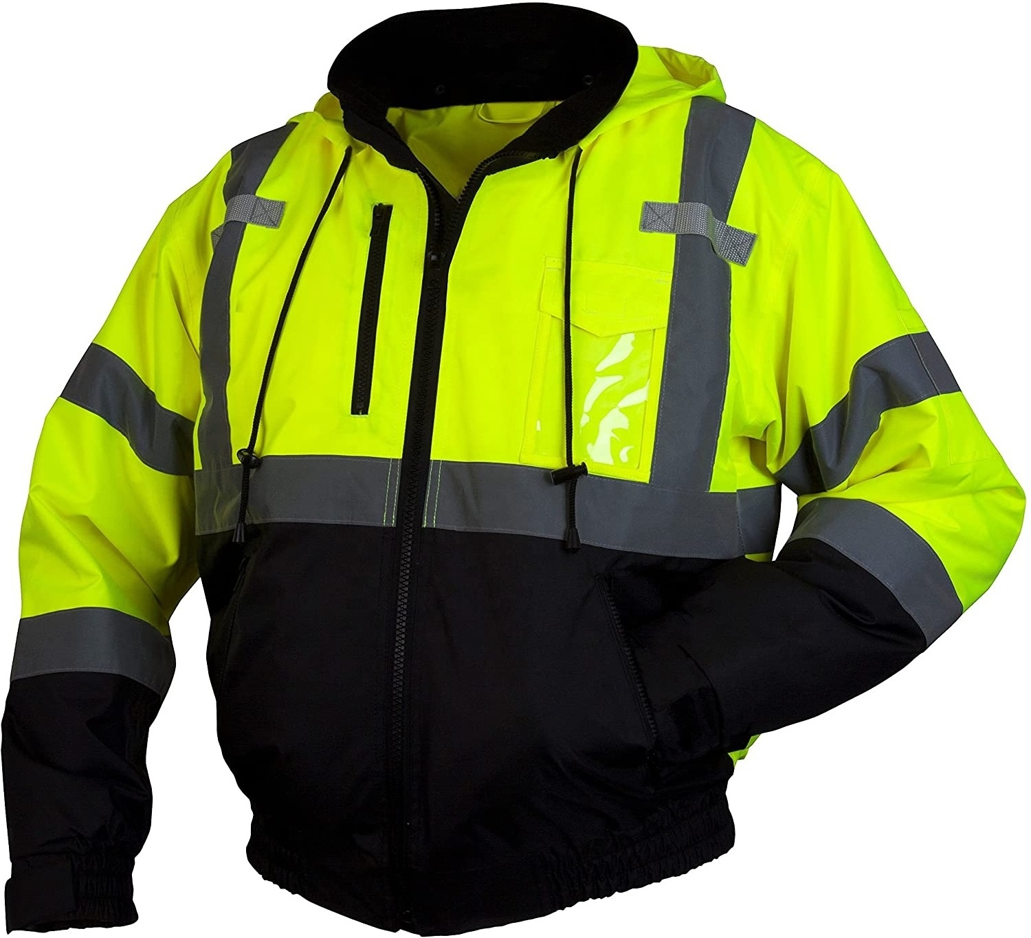 Hi Vis Jackets Custom Long Sleeve High Visibility Reflective Winter Bomber Jacket hi vis Safety Jackets for Men